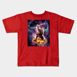 Llama Riding Sloth on Lasagna Kids T-Shirt